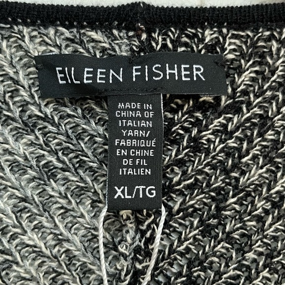 NWOT Eileen Fisher Wool Organic Linen Open Cardigan Sweater Colorblock Gray - Picture 4 of 16